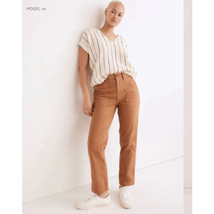 Madewell The Curvy Perfect Vintage Straight Workwear Pants Brown 32P
